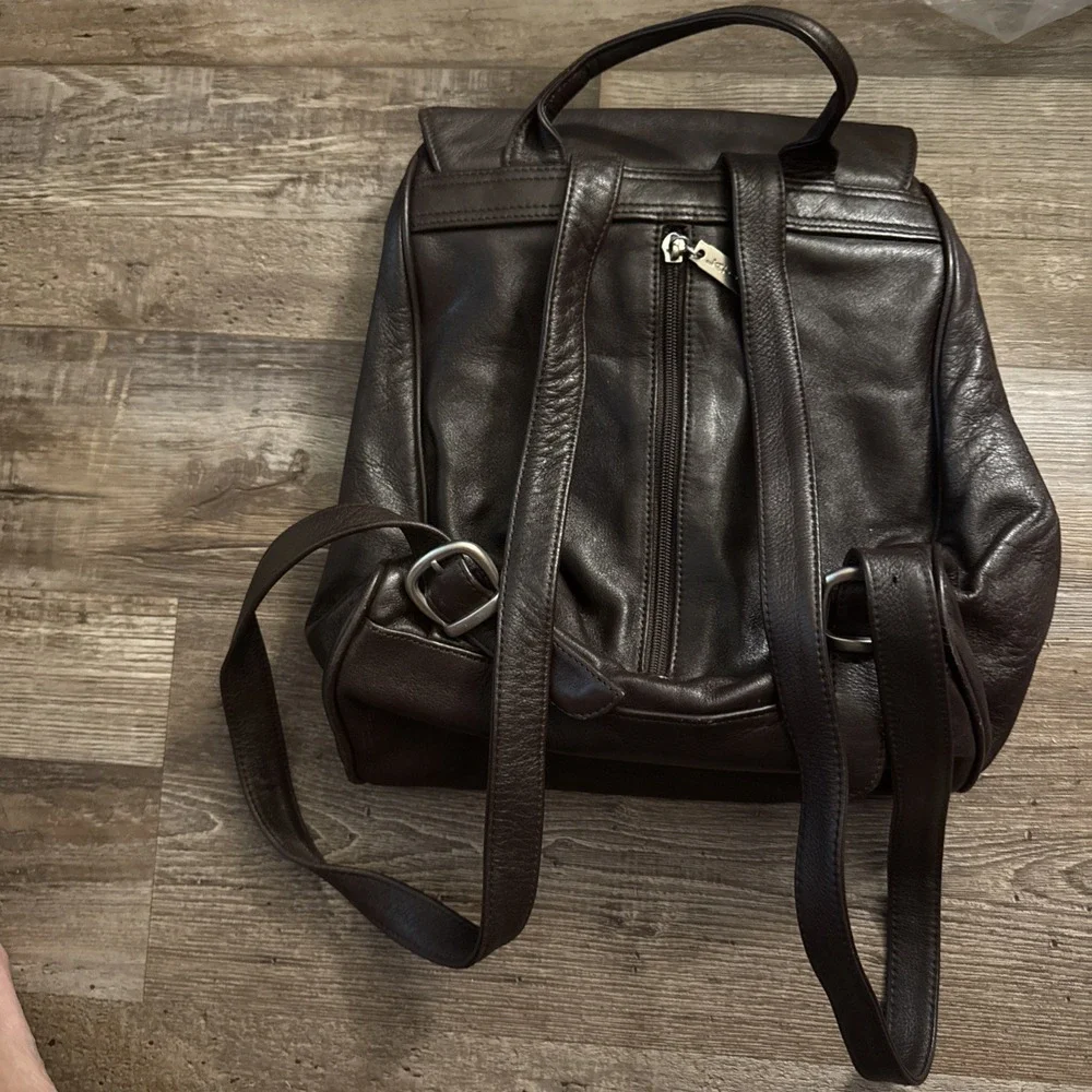 Latico Chocolate Brown Leather Backpack Vintage Pre Owned